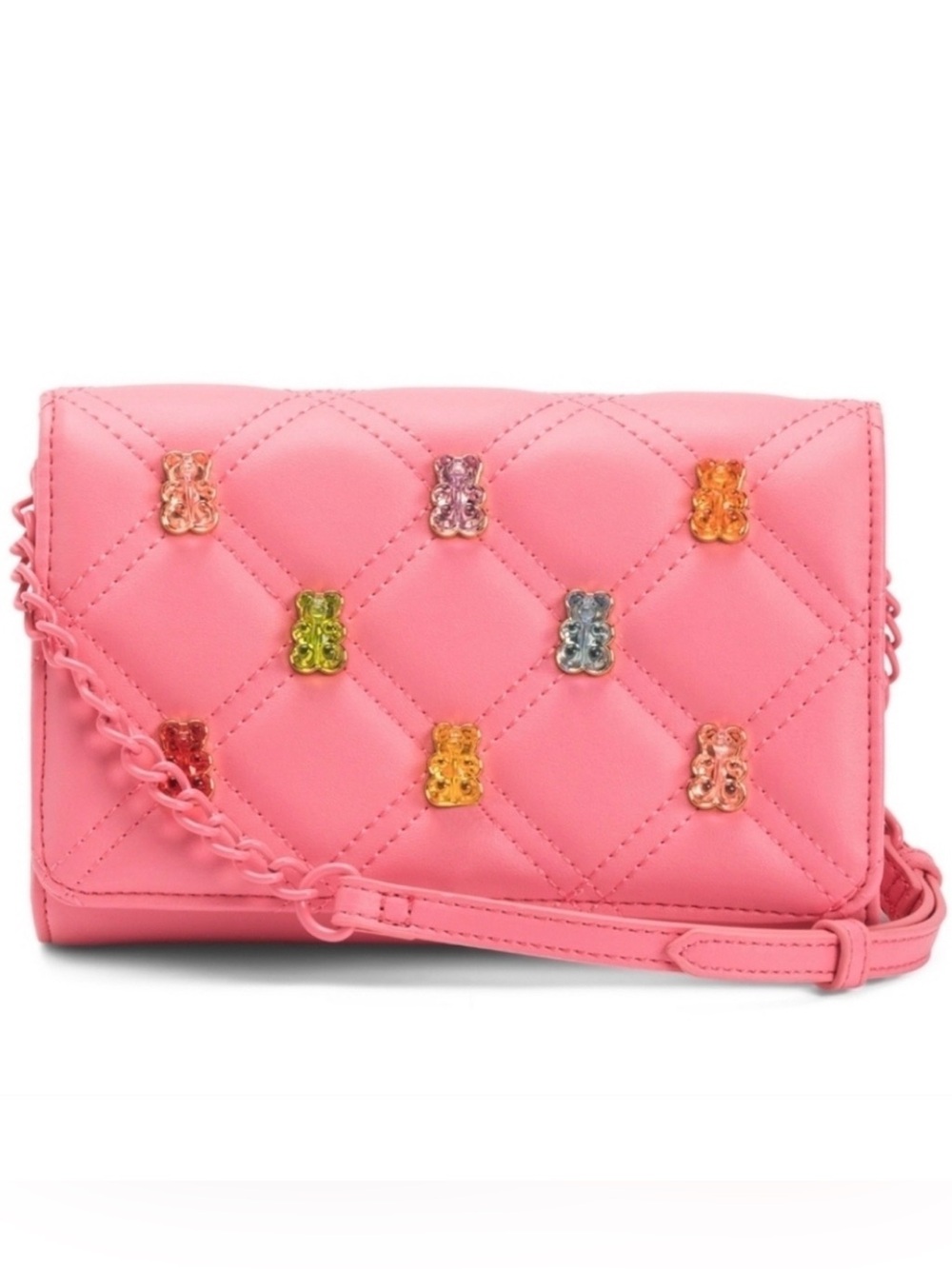 Betsey Johnson Pink Gummy Bear Quilted Crossbody Bag